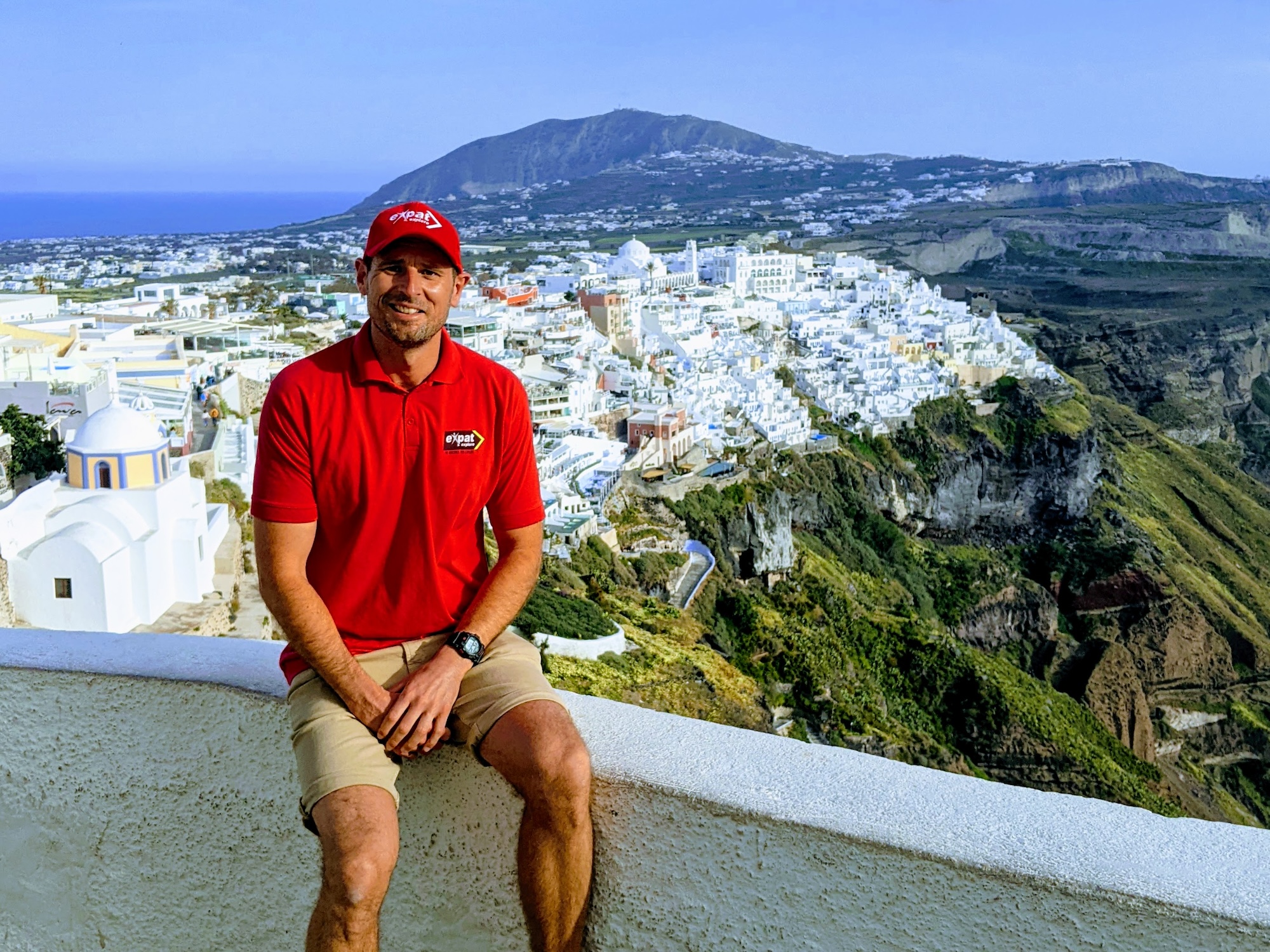 European tour leader in Santorini