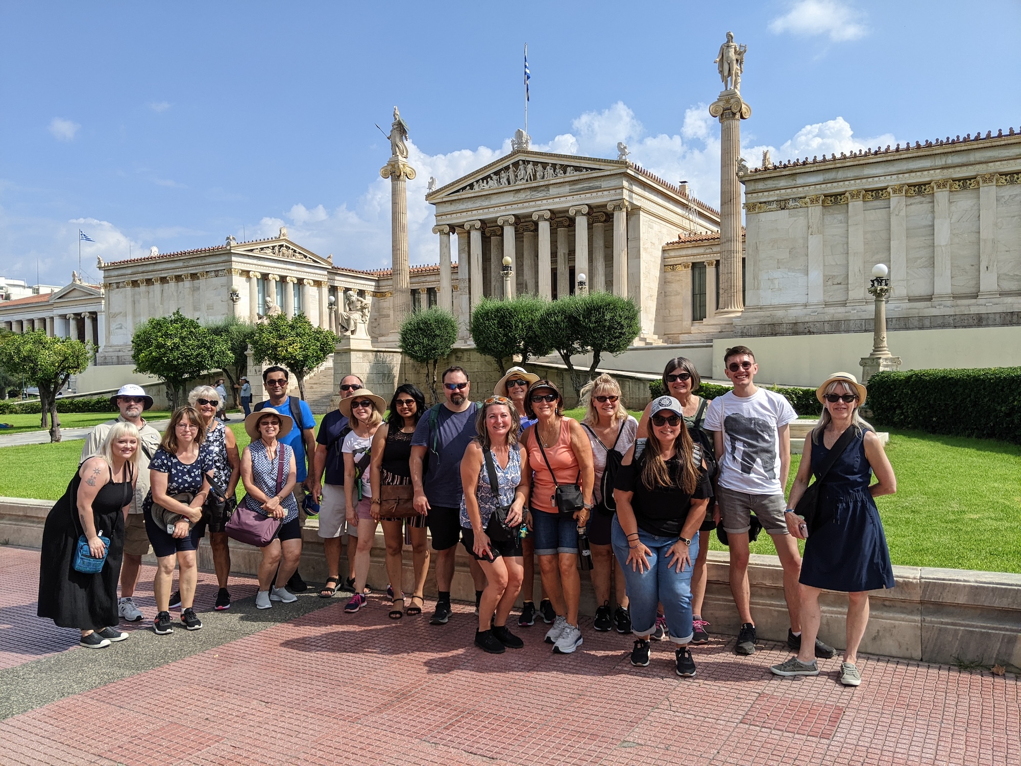 Tour group in Athens on a guided tour with tour leader