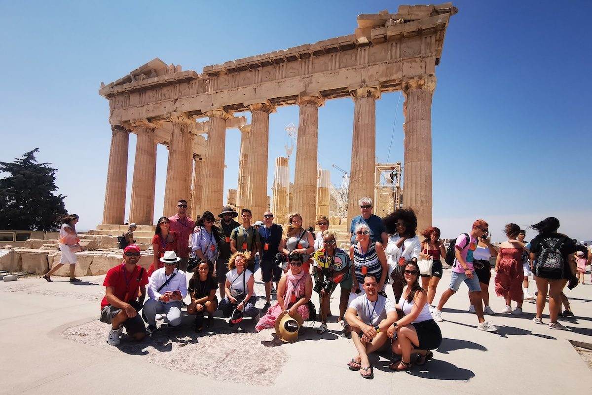 Best of Greece tour group in front of the Parthenon