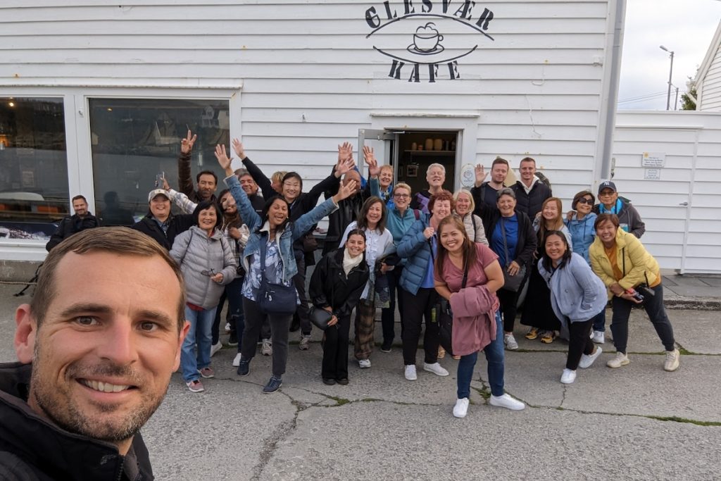Expat Explore Best of Scandinavia & the Baltics tour Coastal Norway dinner group photo
