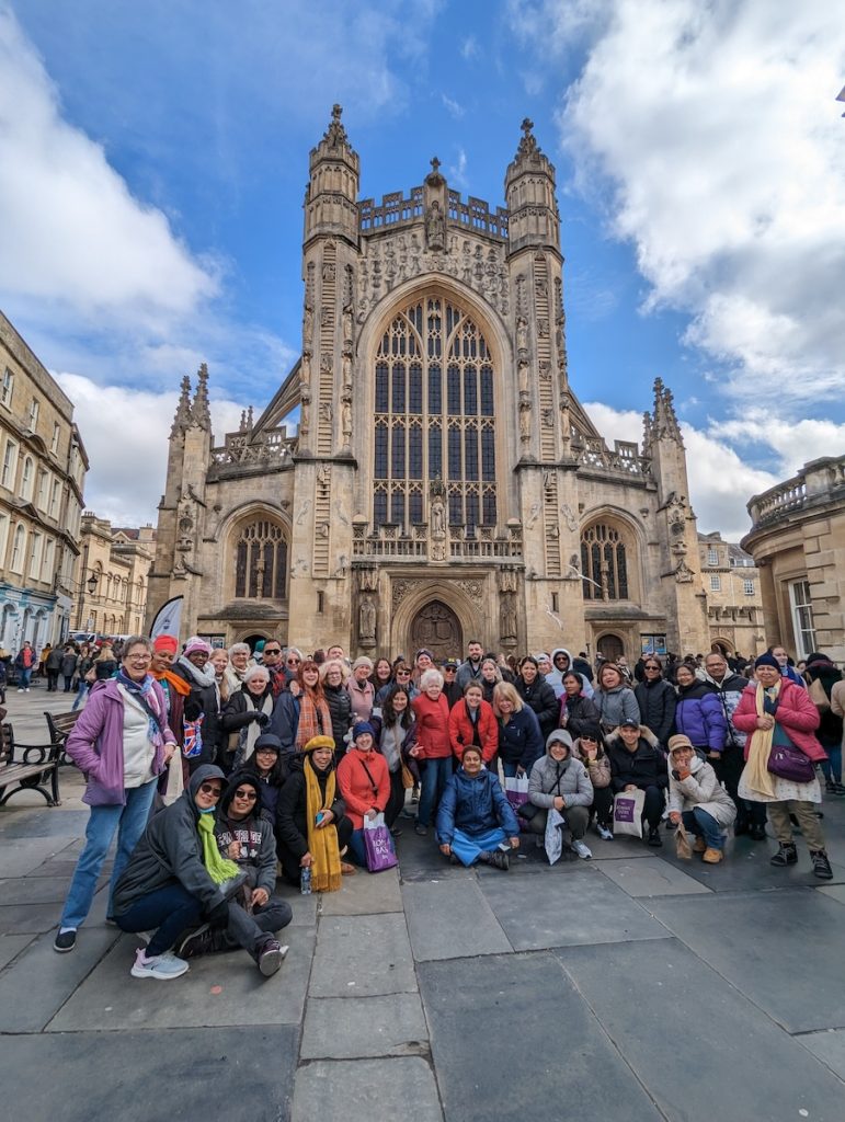 Best of UK & Ireland tour review - Expat Explore tour group photo in front of Bath Abbey