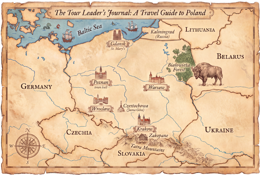 Poland travel guide map of Poland