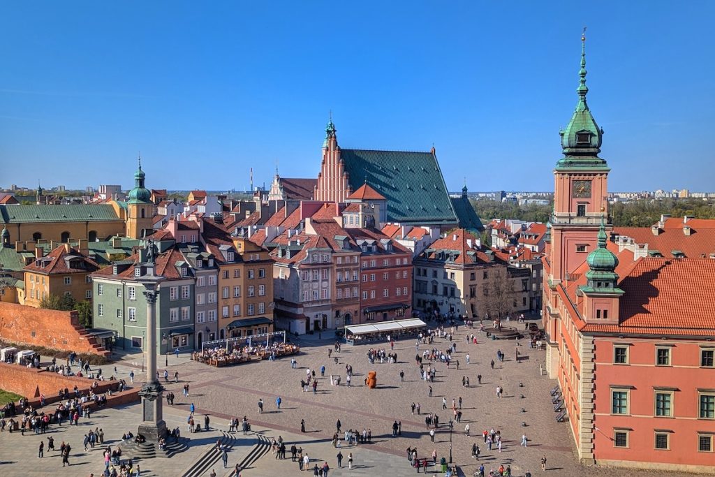 View of Warsaw's Old Town from St Anne's Church Tower